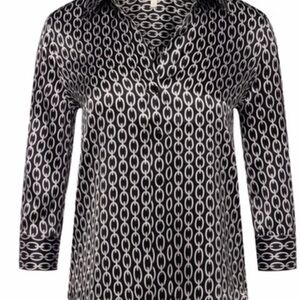 L'AGENCE Monochrome Chain Pattern Button Down Shirt